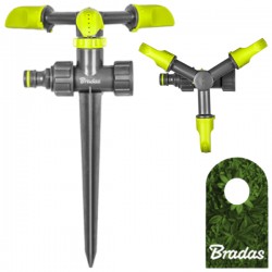 3-Arm Kreisregner mit Erdspieß Sprinkler bis 100m² Impulsregner Rasensprenger LIME LINE Bradas 2143