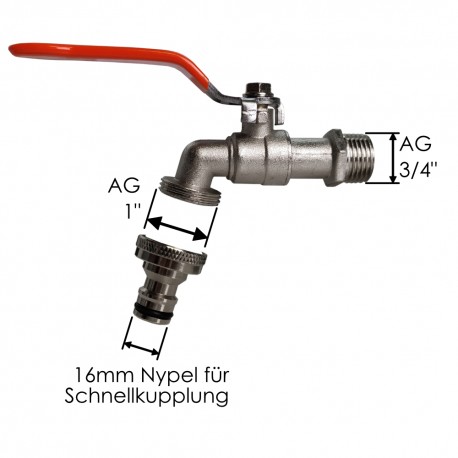 Auslaufkugelhahn 3/4" GZ 1"