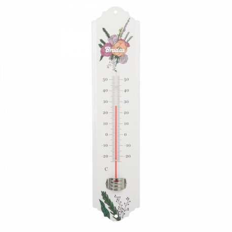 64307 Außenthermometer 13x13x43 cm Schwarz Eisen Glas Rund  Gusseisen-Thermometer