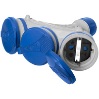 Dreifach-Steckdose Schuko IP44 3×2P+E 16A Grau-Blau 250V GN-X3/44S EXTREM W-01165