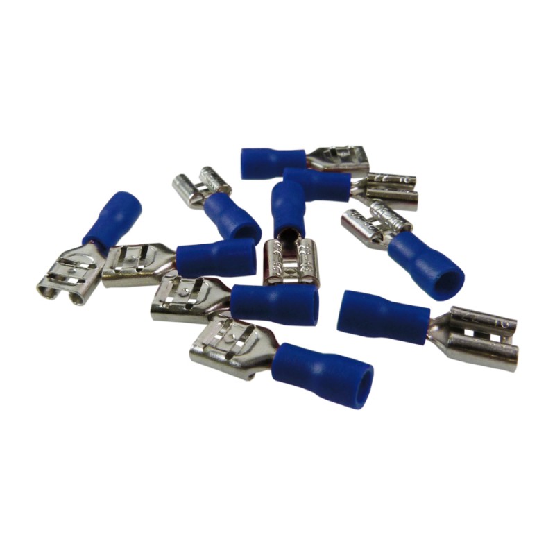10 Stück Flachsteckhülsen Kabelschuh AS4 6,3 x 8 Blau 1,5-2,5mm²