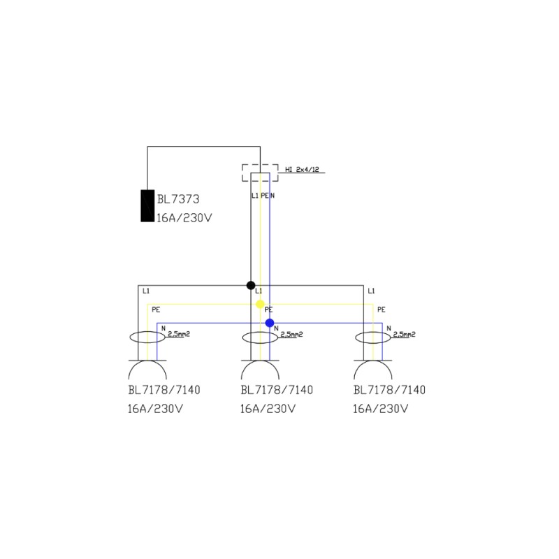 Baustromverteiler mDV franz System 3x230 Kabel Hängeverteiler Energiewürfel 2657 