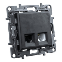 Computersteckdose RJ45 + Telefonsteckdose RJ11 schwarz Niloe Step 863556