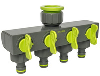 Wasserverteiler 4 Wege 4 Ventilen 4fach Verteiler für Gartenschlauch Absperrhahn Schlauchverteiler Bradas LE-3033