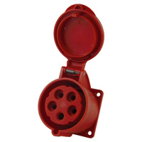 Anbausteckdose 32A/5P Einbausteckdose gerade 6h 400V IP44 rot Typ325 PCE 325-6