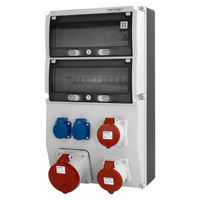 Stromverteiler 63A 32A 16A CEE 2x230V eXT-S/FI Baustromverteiler mit Mennekes Steckdosen Doktorvolt DV-0847-D