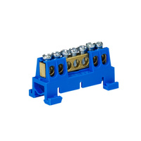 Verteilerklemme 7-polig auf TH Schiene blau 7/N