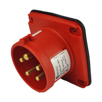CEE Einbaustecker mit Phasenwender gerade 5P 16A 400V IP44 75x75 3105-354-1600