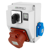 Wandverteiler 16A 2x230V mit Nockenschalter IP44 Stromverteiler Komplett Verdrahtet Doktorvolt DV-5220-D