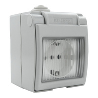 Steckdose Schuko m. Klappdeckel IP55 grau Aufputz M-L 1570.D
