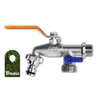 DUO Doppelanschluß Kugelhahn Wasserhahn 1/2" AG mit 2 x AG 3/4" Abgang BRADAS GKK0512