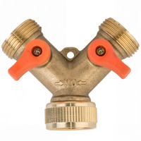 2-Wege Wasserverteiler Messing Gartenschlauch- Wasserhahn- Verteiler 3/4" Bradas BR-2234