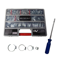 Schlauchschellen Set mit flexiblem Steckschlüssel 417 Teile verzinkt Schlauchklemmen in 11 Größen DV-0195