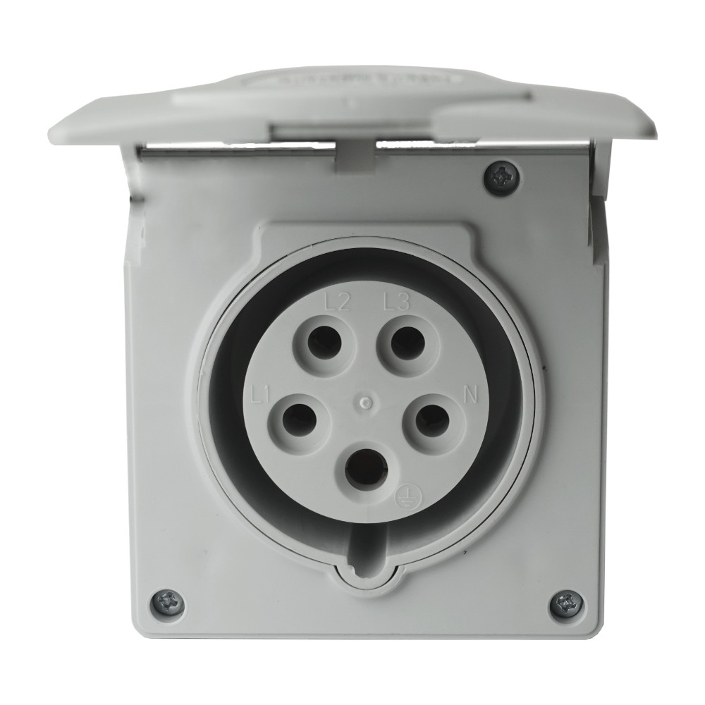 Wandsteckdose mit Klappdeckel 16A/5P 400V