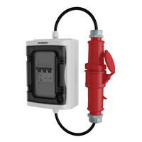 CEE Adapter 32A Stecker auf 32A Kupplung mit Sicherung C32 Doktorvolt DV-2537-AZ-32A