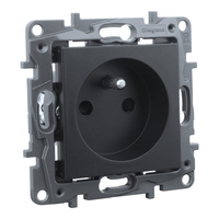 Steckdose mit Kindersicherung 2P + E franz. System schwarz Niloe Step 863533