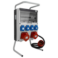 Baustromverteiler mit Stecker 16A 32A 4x230V auf Ständer Mobilverteiler Stromverteiler TGD-S/FI 32A 16A 4x230V Stromverteiler Wandverteiler mit VDE Sicherungen Doktorvolt DV-6050-D