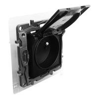 Steckdose mit Deckel und Kindersicherung 2P + E franz. System schwarz Niloe Step 863536
