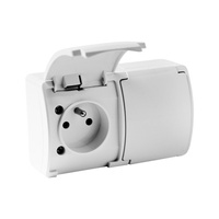 2-fach Steckdose französisch System Doppelsteckdose Klappdeckel IP44 weiß 162-01-DRV