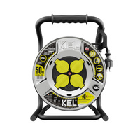 Kabeltrommel 50m HEAVY LINE 3x2,5mm Schwarz mit Metalltrommel 4x 230V-Steckdosen W-99469