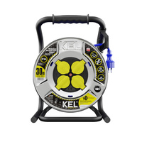 Kabeltrommel 30m HEAVY LINE 3x2,5mm Blau mit Metalltrommel 4x 230V-Steckdosen W-99455