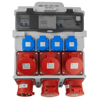Baustromverteiler 3x16A 2x32A CEE 4x230V Stromverteiler mit Handgriff und Anbaustecker Doktorvolt TR-S/FI DV-5053-D