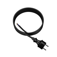 Anschlusskabel 3m IP44 mit geradem Stecker 250V 16A 2x1 mm² H07RN-F PP-40H Schwarz W-97236