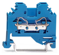 Steckverbinder WAGO Klemmen 281‑104 2-polig für DIN‑Schiene 35 mm CAGE CLAMP 30A 10 mm² blau 281-104