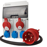 Baustromverteiler JUN-S/FI 1x 32A 1x 16A 3x230V mit Kabel IP44 DOKTORVOLT® DV-0287-F