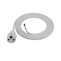 Anschlusskabel 1,5m IP44 mit geradem Stecker 250V 16A 3x1,5 mm² H05VV-F PP-40H Weiß W-98379