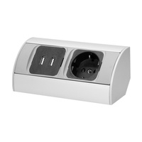 Möbelsteckdose 1x2P+Z Schuko + 2xUSB schwarz-silber Unterbau OR-AE-1310(GS)
