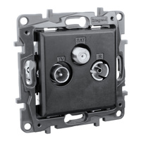 Steckdose TV-R-SAT Durchgang schwarz 14 dB Niloe Step 863578