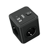 Steckdosenadapter mit 4x 230V Schuko Steckdosen 2x USB-A 1x USB-C Schwarz W-00359