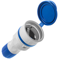 Tragbare zerlegbar Steckdose 230V Schuko IP44 mit Klappe Grau-Blau W-01149
