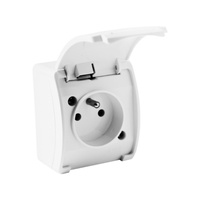 Aufputzsteckdosen IP44 Steckdose französisch System + Klappdeckel weiß 161-01-DRV