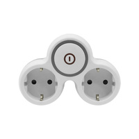 Zweifach Steckdosenadapter 2x Schuko 230V mit Schalter Grau-Weiß W-72003