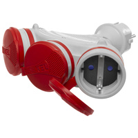 Tragbarer Verteiler Grau-Rot R-X3/44S IP44 3×2P+E 16A 250V Schuko W-01159