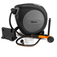 Schlauchtrommel 30m 1/2'' Schlauchbox Schlauchaufroller schwenkbar Wasserschlauchtrommel automatischer Aufroller Gartenschlauch schwarz Bradas ECO-W1B30