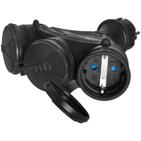 Tragbarer Verteiler Schwarz R-X3/44S IP44 3×2P+E 16A 250V Schuko W-01162