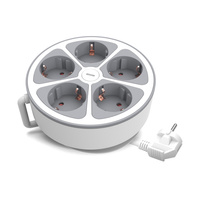 Runde Steckdosenleiste 5x Schuko-Steckdosen 2m mit Schalter Plastrol W-30012