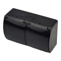 Doppel Aufputz Steckdose Schwarz Schuko ViPlast IP44 182-05