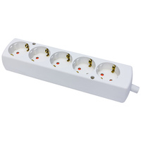 Tragbare Steckdosenleiste 5x 250V Uni-Schuko weiß T-97599