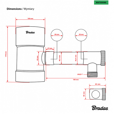 Regenwassersammler mit einem Ventil 100mm Bradas IBCLZ1-100
