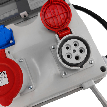 Baustromverteiler ECO-S/FI SKHU 32A 16A 2x230V Stromverteiler auf Ständer mit Kabel Schuko Doktorvolt® DV-0403-D