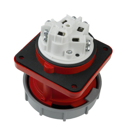 Anbausteckdose 63A 5P Einbausteckdose gerade 6h 400V IP66 Anbaudose rot grau Twist Typ335 PCE 335-6