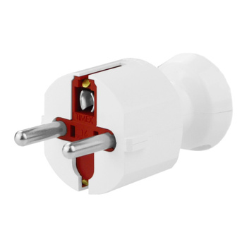 Schutzkontaktstecker 230V 16A UniSchuko Schuko Stecker Schutzkontakt weiss TIMEX WT- 40 (BI)
