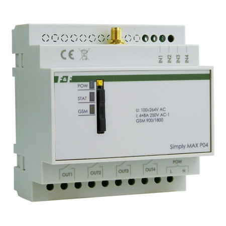 GSM-Fernsteuerungsrelais SMS-Steuerung EIN / AUS / Alarm 4xEingang 4xAusgang SIMPLY MAX P04 F&F SIMPLY MAX-P04