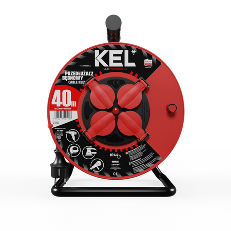 Kabeltrommel 40m 4× 230 V Schuko 3×1,5 H05RR-F Professional Line W-97905