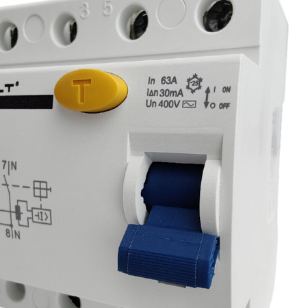 Doktorvolt Fehlerstromschutzschalter 63A 4P 30mA Typ AC Fi-Schalter RCD DV-7877
