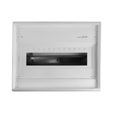 Verteilerschrank Aufputz Kleinverteiler 1 Reihe 12 Modulen Verteilerkasten Kleinverteiler weiß Hager VA12BN